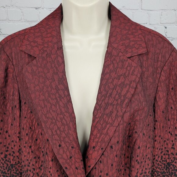 Coldwater Creek Red Black Leopard Blazer Suit Jacket Size 1X (16W-18W) - Picture 7 of 14